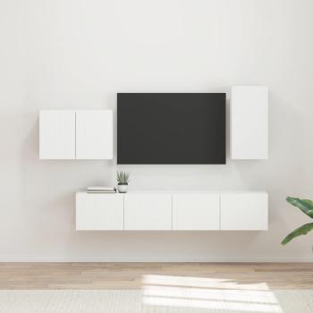 ARDEBO.de - TV-Wandregal-Set 4 Stk. Weiß Holzwerkstoff