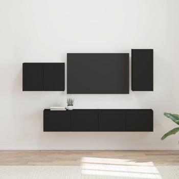 ARDEBO.de - TV-Wandregal-Set 4 stk. Schwarz Holzwerkstoff
