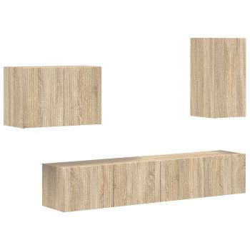 TV-Wandregal-Set 4 stk. Sonoma-Eiche Holzwerkstoff