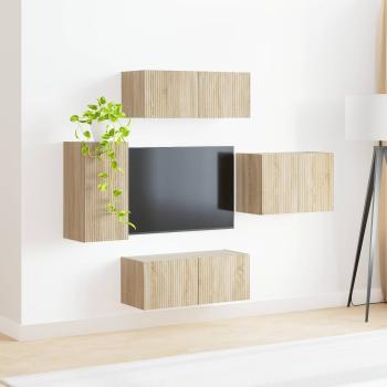 TV-Wandregal-Set 4 stk. Sonoma-Eiche Holzwerkstoff