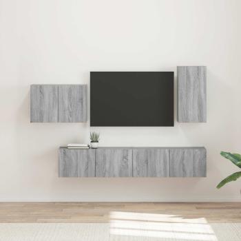 ARDEBO.de - TV-Wandregal-Set 4 Stk. Graues Sonoma Holzwerkstoff