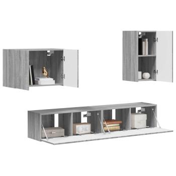 TV-Wandregal-Set 4 Stk. Graues Sonoma Holzwerkstoff