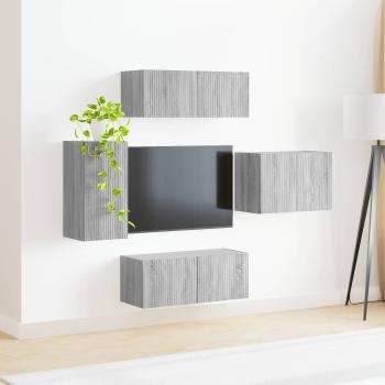 TV-Wandregal-Set 4 Stk. Graues Sonoma Holzwerkstoff