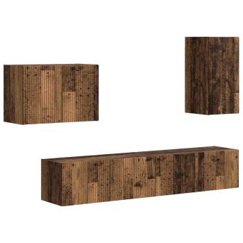 TV-Wandregal-Set 4 Stk. Altholz Holzwerkstoff