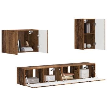 TV-Wandregal-Set 4 Stk. Altholz Holzwerkstoff