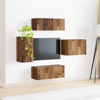 TV-Wandregal-Set 4 Stk. Altholz Holzwerkstoff
