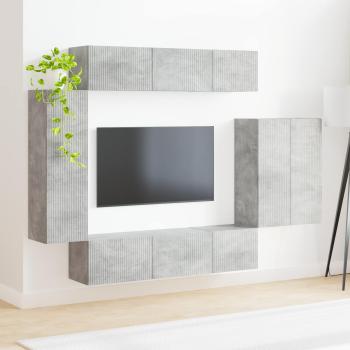 TV-Wandregal-Set 6 Stk. Beton Grau