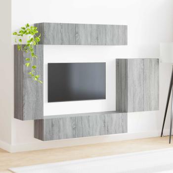 TV-Wandregal-Set 6 Stk. Graues Sonoma
