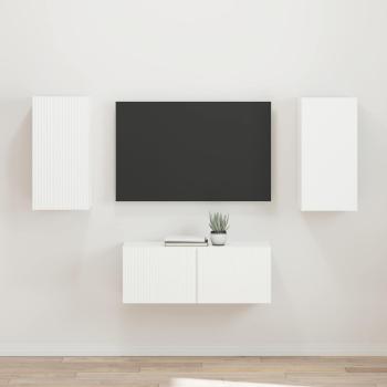 ARDEBO.de - TV-Schrankset 2 Stk. Weiß Holzwerkstoff