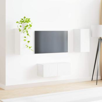TV-Schrankset 2 Stk. Weiß Holzwerkstoff