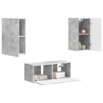 TV-Schrankset 2 Stk. Beton Grau Holzwerkstoff