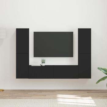 ARDEBO.de - TV-Schrankset 6 Stk. Schwarz Holzwerkstoff