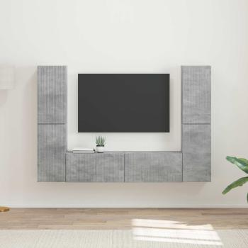 ARDEBO.de - TV-Schrankset 6 Stk. Beton Grau Holzwerkstoff