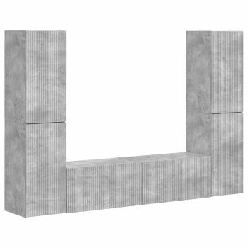TV-Schrankset 6 Stk. Beton Grau Holzwerkstoff
