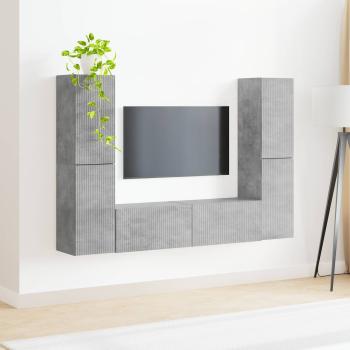 TV-Schrankset 6 Stk. Beton Grau Holzwerkstoff