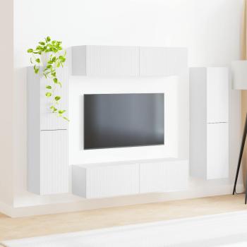 TV-Schrankset 8 Stk. Weiß Holzwerkstoff