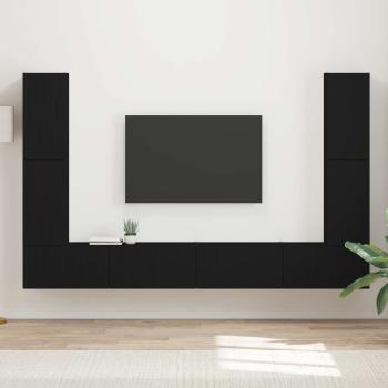 ARDEBO.de - TV-Schrankset 8 Stk. Schwarz Holzwerkstoff