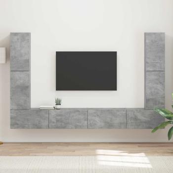 ARDEBO.de - TV-Schrankset 8 Stk. Beton Grau Holzwerkstoff