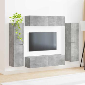TV-Schrankset 8 Stk. Beton Grau Holzwerkstoff