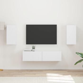 ARDEBO.de - TV-Schrankset 4 Stk. Weiß Holzwerkstoff