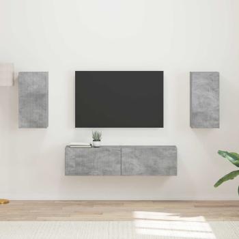 ARDEBO.de - TV-Schrankset 4 Stk. Beton Grau Holzwerkstoff