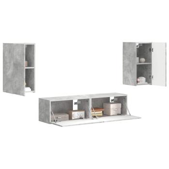 TV-Schrankset 4 Stk. Beton Grau Holzwerkstoff