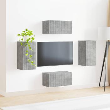 TV-Schrankset 4 Stk. Beton Grau Holzwerkstoff