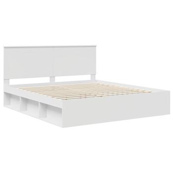 Bettrahmen mit Kopfteil Weiß 200 x 200 cm Massives Kiefernholz