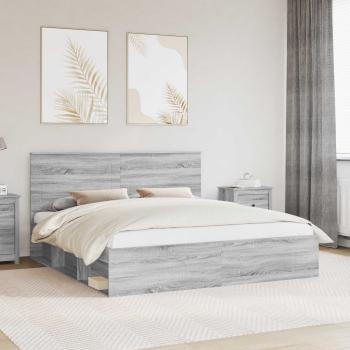 ARDEBO.de - Bettrahmen Sonoma-Grau 200 x 200 cm Massives Kiefernholz