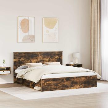 Bettrahmen Räuchereiche 180 x 200 cm Massives Kiefernholz