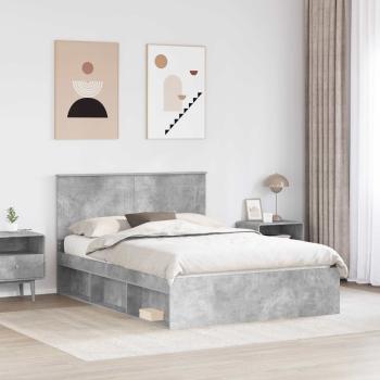 Bettrahmen mit Kopfteil Beton 160 x 200 cm Massives Kiefernholz