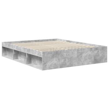 Bettrahmen mit Kopfteil Beton 160 x 200 cm Massives Kiefernholz