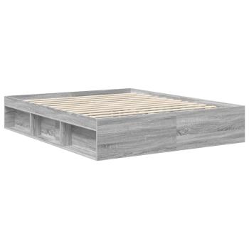 Bettrahmen Sonoma-Grau 160 x 200 cm Massives Kiefernholz