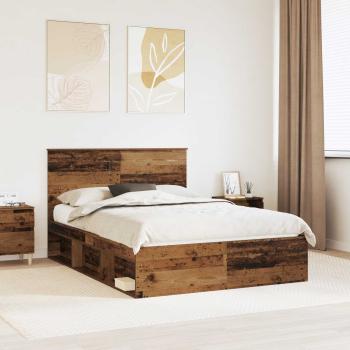 ARDEBO.de - Bettrahmen Uni Altholz 150 x 200 cm Massives Kiefernholz