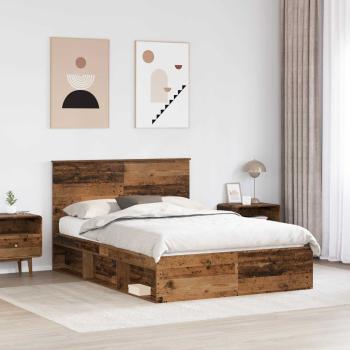 Bettrahmen Uni Altholz 150 x 200 cm Massives Kiefernholz