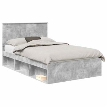 Bettrahmen Uni Beton Grau 135 x 190 cm Massives Kiefernholz