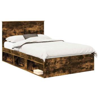 Bettrahmen Uni Räuchereiche 135 x 190 cm Massives Kiefernholz
