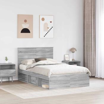 Bettrahmen Sonoma-Grau 135 x 190 cm Massives Kiefernholz