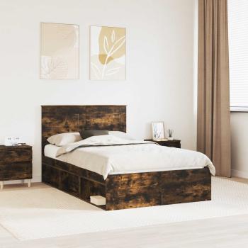 ARDEBO.de - Bettrahmen Uni Räuchereiche 120 x 190 cm Massives Kiefernholz