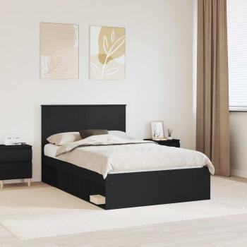 ARDEBO.de - Bettrahmen Schwarz 120 x 200 cm Massives Kiefernholz