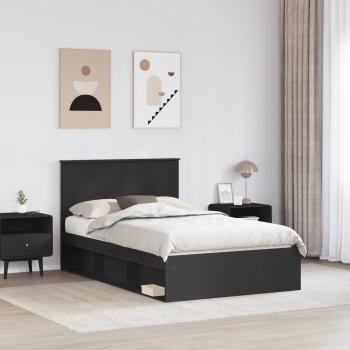 Bettrahmen Schwarz 120 x 200 cm Massives Kiefernholz