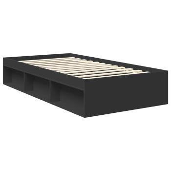 Bettrahmen Schwarz 100 x 200 cm Massives Kiefernholz