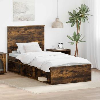 ARDEBO.de - Bettrahmen Uni Räuchereiche 100 x 200 cm Massives Kiefernholz