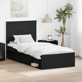 ARDEBO.de - Bettrahmen Schwarz 90 x 200 cm Massives Kiefernholz