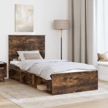 Bettrahmen Räuchereiche 90 x 200 cm Massives Kiefernholz