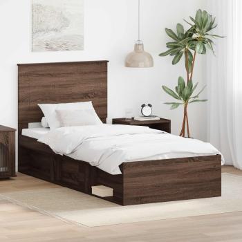 ARDEBO.de - Bettrahmen Braun Eichen-Optik 90 x 200 cm Massives Kiefernholz