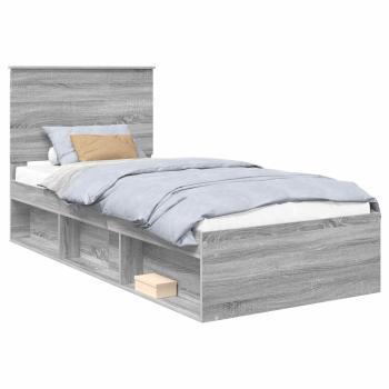Bettrahmen Sonoma-Grau 75 x 190 cm Massives Kiefernholz