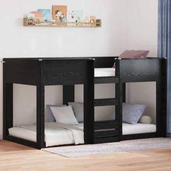 ARDEBO.de - Etagenbett für Kinder Schwarz Eichen-Optik 90 x 200 cm
