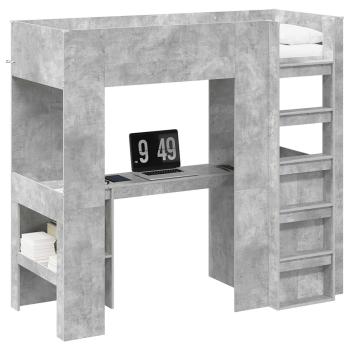 Etagenbettgestell mit Schreibtisch Beton Grau 75 x 190 cm