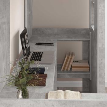 Etagenbettgestell mit Schreibtisch Beton Grau 75 x 190 cm